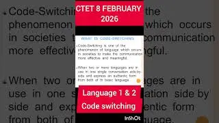 CODE SWITCHING -  ENGLISH PEDAGOGY CTET 8 FEBRUARY 2026 || #ctetfeb2026 #codeswitching #dsssb #kvs