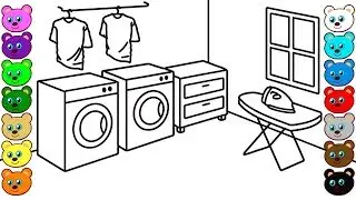 Coloring for Kids with Laundry Room - Coloring Pages for Children