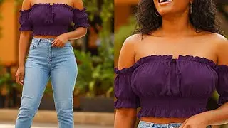 DIY: Off Shoulder Milkmaid Top / No Pattern Required, And No Zipper Needed. beginners Friendly