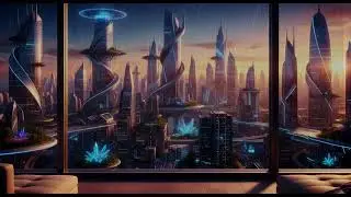 3 Hours of Futuristic Jazz Ambience | Relaxing Instrumental Music with Fantasy City Views