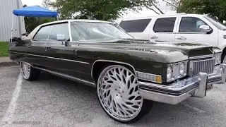 WhipAddict: 73' Cadillac Sedan Deville on Amani Forged 28s, Panoramic Roof, Clean Green Interior