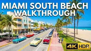 Miami South Beach Walk 4K | Ocean Drive, Muscle Beach & Florida Paradise 2025