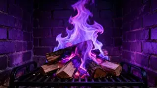 Purple Fireplace Ambience 🔮 Cozy Fire Sounds for Relax, Study & Sleep (LIVE)