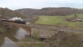Severn Valley railway, 1501 and Erlestoke Manor crossing Victoria bridge from an F550