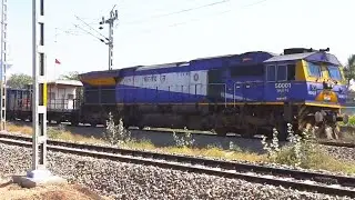 WDG5 - BHEEM locomotive leading Tanker rake &  honking Alco locomotive hauling container car rake.