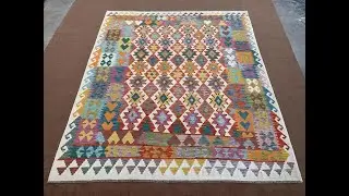 Discover the Beauty of an 8.3x9.5 ft Afghan Chobi Maimana Soumak Kilim | Handmade Masterpiece