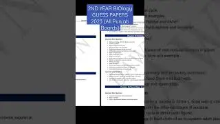 2ND YEAR BIOLOGY GUESS PAPERS 2023 (All Punjab Boards) #2023 #guess #biology #2ndyear