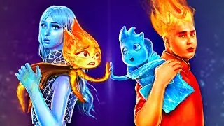 Ember And Wade From ELEMENTAL Switch Elements! Fire Versus Water! Mom Versus Dad!