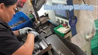 This is the welding process of German Type Worm Drive Hose Clamp. #hoseclamp #manufacturing#factory