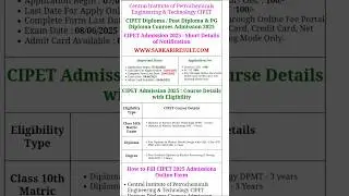 Central Institute of Petrochemicals Engineering & Technology CIPET Admissions 2025 Apply Online Form