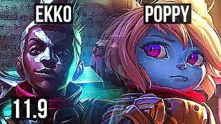 EKKO vs POPPY (JUNGLE) | 10/1/4, 1200+ games, 1.0M mastery, Dominating | BR Master | v11.9