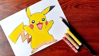 Pikachu drawing | how to draw pikachu easy| easy pikachu drawing |step by step with oil pastel