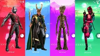 Coffin Dance: Ant Man vs. Loki vs. Groot vs. Lady Deadpool | Tiles Hop EDM Rush!