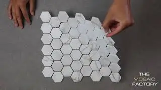 Mosaic tile sheet – VAL10M Bianco Marble Print Matt 2025