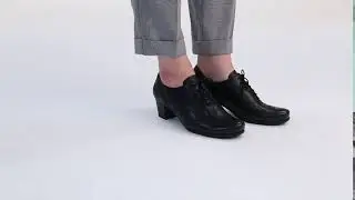 Gabor Denver Black High Cut Mid Heel Lace Up Brogue Shoes