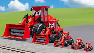 Big & Small Mcqueen Bulldozer Truck Lightning VS Train | BeamNG.drive