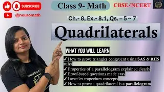 Quadrilaterals - Class 9 Maths | Chapter 8, Ex. 8.1 |Part-1 (Q.-5,6 &7) Solution#class9maths #math
