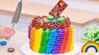 Colorful Rainbow Cake 🌈 Sweet Miniature Rainbow Chocolate Cake with M&M🤤HT Mini Cakes