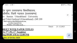 MA, MSC MCOM 1 SEM  all courses paper title nd code wise date sheet by SRI DEV SUMAN  UNIVERSITY