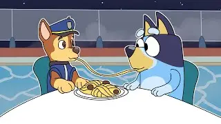 BLUEY Y CHASE DE PAW PATROL TIENEN UNA CITA EN LA PISCINA EN MINECRAFT 😍