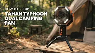 Инструкция по установке кемпингового вентилятора TAHAN Typhoon с двойными лопастями и аккумулятор...
