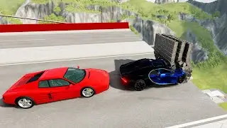Open Bridge Jumps Through Brick Wall (Crash Test) - BeamNG.drive Insane Jumps Through Brick Walls