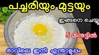 പച്ചരിയും ഒരറ്റ മുട്ടയും ഉണ്ടോ വീട്ടിൽ രാവിലെ 5 മിനുട്ടിൽ അടിപൊളി ചായക്കടി
