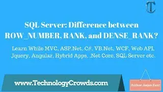 SQL Server: Difference between ROW_NUMBER, RANK, and DENSE_RANK?