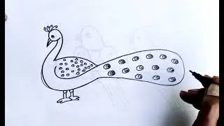 Easy Peacock Drawing For Beginners/New Year Par Beautiful Drawing/National Bird Drawing/Draw  Peacck