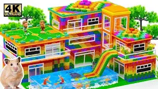 DIY Villa House For Hamster 💖 Build Rooftop Soccer Field And LEGO Pool Underground