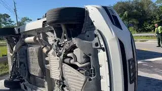 Car Rolled Over Almost Hitting School Bus #shorts #accidentnews