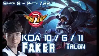 SKT T1 Faker TALON vs RYZE Mid - Patch 7.22 KR Ranked