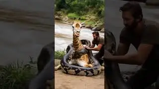 Giraffe Rescue from Snake #giraffe #trending #rescue #cute #help