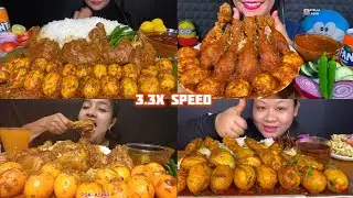 ASMR: Eating Chicken leg and Egg Curry Eating Challenge 😍😋 basmati rice with extra gravy Mukbang
