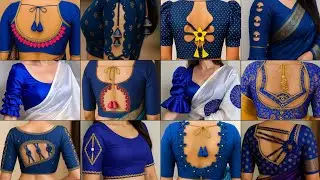 Simple blue blouse designs | Blue colour blouse designs | Party wear saree blouse designs latest