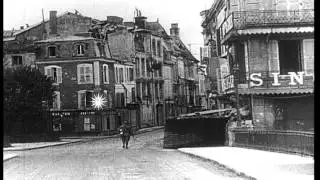 Wrecked buildings and cathedral after the battle in Verdun, France, during World ...HD Stock Footage
