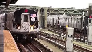 IND/BMT: Lcl (F)(G)(R) Exp (D)(F)(N) Trains at 4th Ave-9th St [R46, R68, R160A, R160B] - NYC Subway