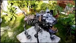 Как сделать собаку из металлолома.How to make recycle art metal dog sculpture.