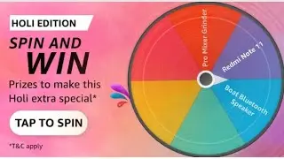 Amazon Holi Edition Spin And Win Quiz Answers Today | 4 March 2022 | Daily QuizTime