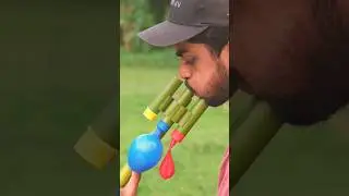 Amazing DIY Bamboo Air Launcher Experiment #bamboo1 #bambooacademy #bamboo @KrishukVidIQ