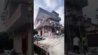 Wall plastering using hanging ropes #satisfying #youtubeshorts