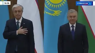 Kazakh and Uzbek National Anthem | Tokayev's Welcoming Ceremony 
