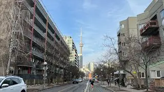 TORONTO LIVE IRL Cycling City Street Cheap Eats & Groceries March 15, 2025 (11 Celsuis)