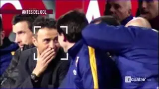 La reacci&oacute;n de Luis Enrique al enterarse del penal que har&iacute;an Messi y Su&aacute;rez