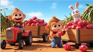 Kiki & Friends Dragon Fruit Adventure|Magical Harvest, Tractor Rescue & Friendship| Monkey Farm Life