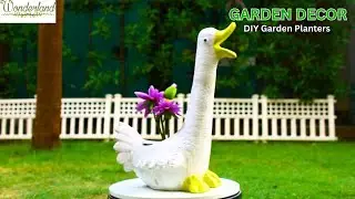 Wonderland Whimsical Swan Garden Planter, Handcrafted 'Swan' Yard Ornament & Planter