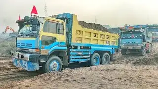 Best Japanese Trucks || Nissan V8 Dumpers - Mega Construction Site 🚧