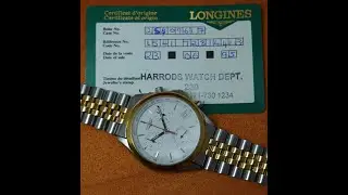 1995 Longines Flagship men's vintage chronograph watch with box and papers.&nbsp; Model reference 7281
