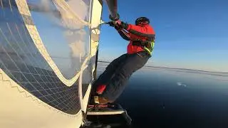 Ice leg windsurfing Dusia 2026 with Rytis Zautra LTU 6, wind 5-8 m/s, sail NP V8, 6.5, speed 49 km/h