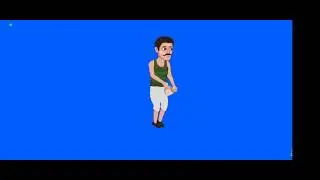 village man। walking । blue screen । 2d animation